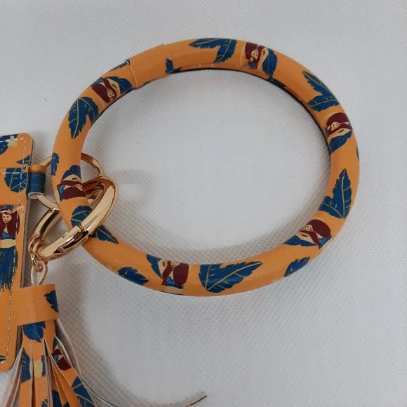 5 For $20.00 Circle Bangle Keychain Wallet ID Card Holder Wristlet - Picture 7 of 11